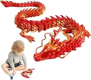 Articulated Dragon, 3D Printed Dragon 12 inch Flexible Articulated Posable Crystal Stress for Car Decoration Red