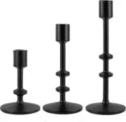 Black Candlestick Holders Set of 3 - Modern Taper Candle for