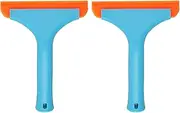 HARFINGTON 2pcs Squeegee 6 Inch Length Auto Water Blade Shower Squeegee with Non-Slip Handle for Windshield Window Cleaner Glass Door, Blue