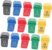 SOPOTUTU 15Pcs Miniature Trash Can Model for Dollhouse Decoration Sorting Garbage Bins for Table Scenes and DIY Photography Props
