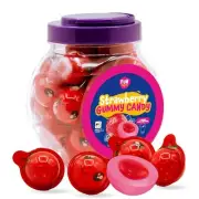 Strawberry Gummy Balls Candy with Jam Center, 19-Ounce Jar (30 Count)
