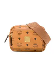 MCM Visetos Logo Plaque Crossbody Bag One size Brown