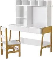 Keezi Kids Table and Chairs Set, Children Study Chair Desks Tables Storage Drawers Drawing Painting Learning Activity Setting Home Living Room Bedroom Furniture, with Large Drawer