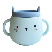 Whisker Wonderland Innovative Hydroponic Cat Grass Growing Mug - Blue | Soil-Free, Digestion & Hairball Aid, Eco-Friendly Silicone, Reusable