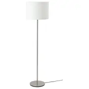 RINGSTA / SKAFTET floor lamp, white/nickel-plated