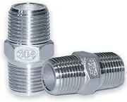 1/4" Male Hex Nipple Pipe Fittings, 2Pcs 304 Stainless Steel 1/4 inch NPT Male Threaded Pipe Adapter Fittings Equal Nipples Connectors, Male Straight Connector Pipe Fitting