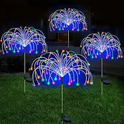 Solar Firework Lights, 4 Pack 600 LED Waterproof Solar Powered Garden Light 8 Lighting Modes, Solar Twinkling Lights Outdoor for Garden,Yard, Patio, Party, Wedding, Christmas (Colorful)