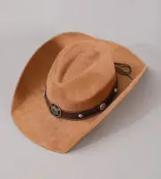 Suede Cowboy Hat w/ Rocker Star Studded Design - Hardtail New