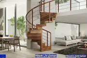Indoor Helical Staircase Stair Kit Massive Solid Wood 80mm Thickness Custom-Made