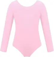 [Yhong] Kids Girls Ballet Dance Leotard Long Sleeve Bodysuit Undergarment Team Basic Gymnastics Unitards