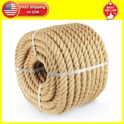 Vanhench Climbing Rope, Jute Rope 1IN X100Feet, Heavy Duty & Thick Sisal Hemp