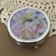 Pill Box For Purse Decorative Pill Case Holder Floral Travel Mint Vitamin Metal