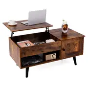 Giantex Lift Top Coffee Table Living Room Table w/Open Shelf Home Office Center Table Rustic Brown
