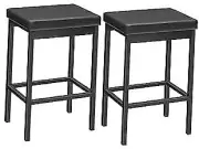 Bar Stools, Set of 2 Bar Chairs, 24.8-Inch Height Stools, Breakfast Bar Black