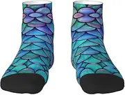 [JBYJBX] Mermaid Teal Fish Print Adult Socks Womens Mens Workout Thermal Cozy All-Season Gift Holiday Articles Use
