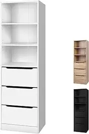 ALFORDSON Wardrobe Cabinet - White, Compact Design with Sliding Drawers & Adjustable Shelves. Wooden Closet for Bedroom & Living Room Clothing Organization & Storage, 50.5x40x160cm