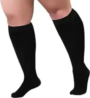 Yellow-Price 3XL Wide Calf Plus Size Compression 15-20 mmHg for Fatigue, Pain, Leg Swelling, Comfy Compression, Stretch to 24 Inches (Black, XXXL)