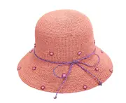 C28 Ladies Raffia Straw Hat Summer Flower Decoration Folding Anti-ultraviolet Sunscreen Sunshade Crochet Straw Hat