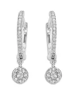 Meira T 14K White Gold Diamond Dangle Hoop Earrings