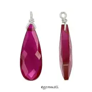 2 Lab Ruby In Sterling Silver Flat Briolette Charm Pendant Earring Beads #98140