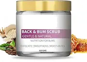 Intimaa-Safe. Back & Bum Scrub with Coffee, Honey, Oatmeal, Exfoliates, Lightens, Brightens, Removes Dead Skin and Dark patches, Tightens, Moisturises and Softens Skin, 100gm