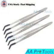 3 Tweezers Bent Tip with Rubber Tips PVC Coated Jewelry Hobby Crafts Tools