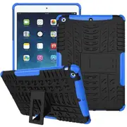 For Apple iPad 5th Gen Case, 5 Generation 9.7 2017 Case, Kickstand Shockproof Heavy Duty Tough Protective Rugged Cover (Blue)