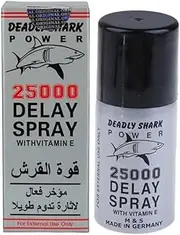 Deadly Shark Power 25000 Delay Spray for Men | Last Longer in Bed | 150 Sprays | Desensitizing for Premature Ejaculation PE | 45ml | Helps Prolong and Control Climax
