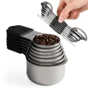 Set 16 Measuring Spoon - Cup Stainless Steel Black Modern Small Solid Easy Clean
