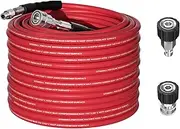 1/4"*50FT Pressure Washer Hose with Steel Wire Braided,Power Washer Hose with Swivel 3/8" Stainless Steel Quick Connector,Stainless Steel Adapter Set(2-piece),Suitable for Troy Bilt(4200PSI)