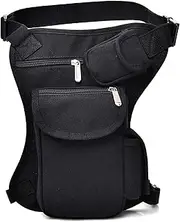 [XUELILEU] Canvas Outdoor Travel Waist Pack Thigh Bag for Men Women Tactical Military Motorcycle Bike Multi-pocket Drop Leg Bags Pouch Black, 8-black, One Size, Classic