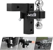 6'' Adjustable Trailer Hitch Ball Mount 6'' Drop & Rise Tractor Mount Towing Trailer Hitch with Hitch Pins 2"& 2-5/16" Dual Ball