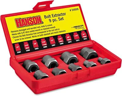 IRWIN 9PC 3/8" DRIVE BOLT EXTRACTOR SET SAE 1/4"-3/4" HANSON HAN54009