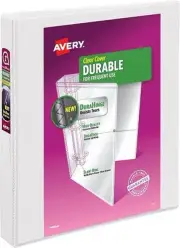 Avery Durable View 3 Ring Binder, 1 Inch Slant Rings, 12 White Binders (17012)