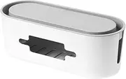 Cable Management Box | Desktop Cord Cable Organizer, Perfect for Organizing & Hiding Cords, Power Strips, and Wires for Your Desk, Computer, Laptop, TV, and USB Hub (White)