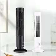 NBPX Portable Tower Fan, Portable Floor Bladeless Fan, USB Rechargeable Ultra-Quiet Personal Desktop Air Cooler Fan, Bladeless Fan Mini Vertical Air Conditioner, for Bedroom Home Office, Black