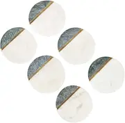 GoCraft Modern Marble Coasters – Set of 6 Handcrafted Round White & Green Marble with Gold Inlay – Drink Coasters for Coffee Table, Dining, Bar, Kitchen, or Office Desk Use