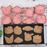 ROFOLO 8 Piece Mini Cartoon Cookie Cutters for Baking, 3D Raised Design Gingerbread Cookie Stamps, Suitable for Frosting Decoration, Mini Pie Molds, Apple Pie Pastry Biscuit Cutter(Head)