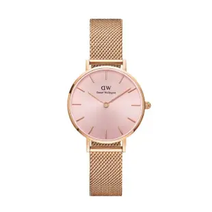 【Daniel Wellington】DW 手錶 Petite Melrose 28mm柔光粉米蘭金屬錶(DW00100368)