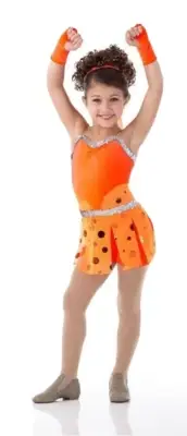 Get It Started ORANGE Adult X-Large Jazz Tap New Dance Costume Unitard & Gloves