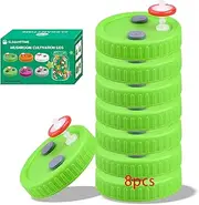 Eleganttime 8Pcs Wide Mouth Liquid Culture Lids,Cultivation Mason Jar Lid with 0.22um PTFE Syringe Filter & 20mm Self Healing Injection Ports For Mushroom(Green)