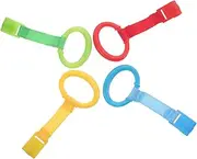 GARVALON Bed Stand up Rings Boy Girl Walking Assist Pcs Pull up Rings Playpen Accessory Colorful Hooks