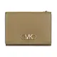 MK MICHAEL KORS PARKER縮寫字母LOGO滑面牛皮4卡三折釦式短夾(堅果殼棕)