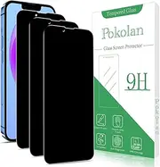 Pokolan [3 Pack] Privacy Screen Protector for iPhone 13, iPhone 14, iPhone 13 Pro, Anti Spy Tempered Glass, 9H Hardness, Case Friendly, Anti Scratch, Bubble Free, Easy to Install