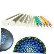 Mandala Rock Painting Pen Dot Dotting Tools Stencil Brush Set 12 PCS Flat set1