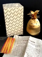 Vintage Napier Brushed Gold Pineapple Toothpick Holder Appetizer Hors d'oeuvres