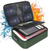 File Organizer Bag with Lock,Fireproof Document Organizer 14.2"x10.6"x4" Green