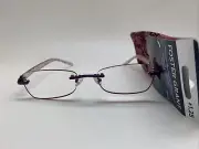 E112 Foster Grant Daniella 1.25 Purple Women Rimless Reading Glasses READERS