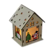 Christmas Luminous Wooden House Christmas Tree Decorations Hanging Ornaments DIY Gift Window Decoration, Style:Large Snowman