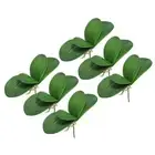 6 Pcs 4.3 Inch Faux Orchid Leaves 4 Petals Artificial Leaf with Stems